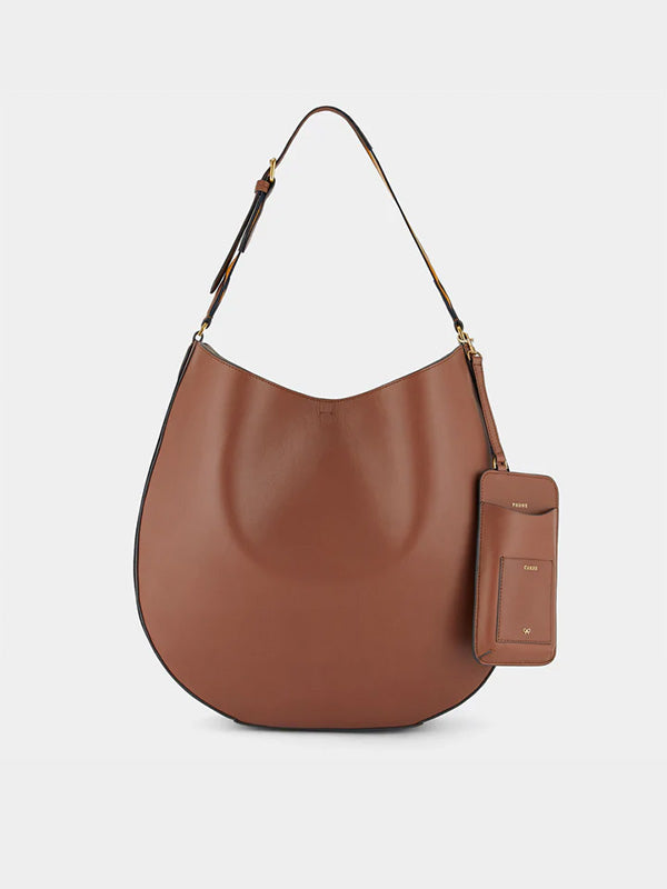 Anya Hindmarch Nastro Hobo in Tan Polished Leather