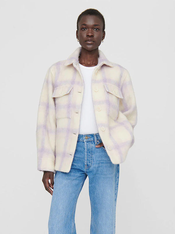 Anine Bing Phoebe Jacket in Lavender Cream Check