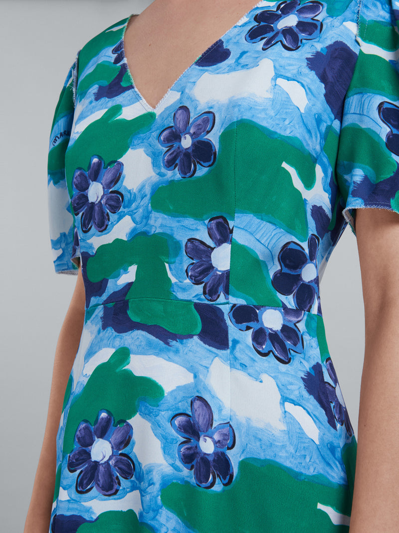 Marni Printed V-neck Midi Dress