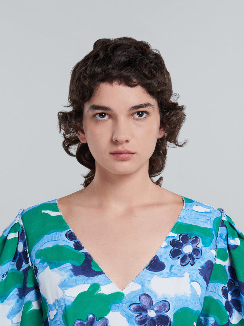 Marni Printed V-neck Midi Dress