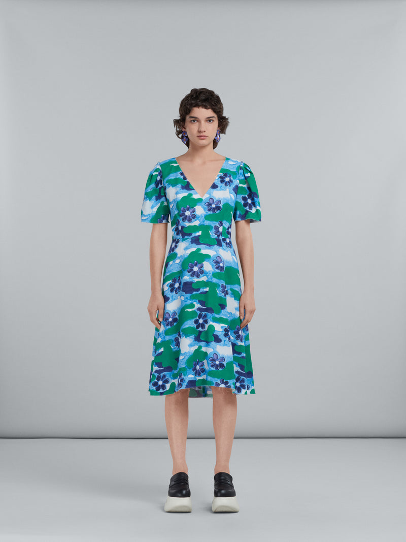 Marni Printed V-neck Midi Dress