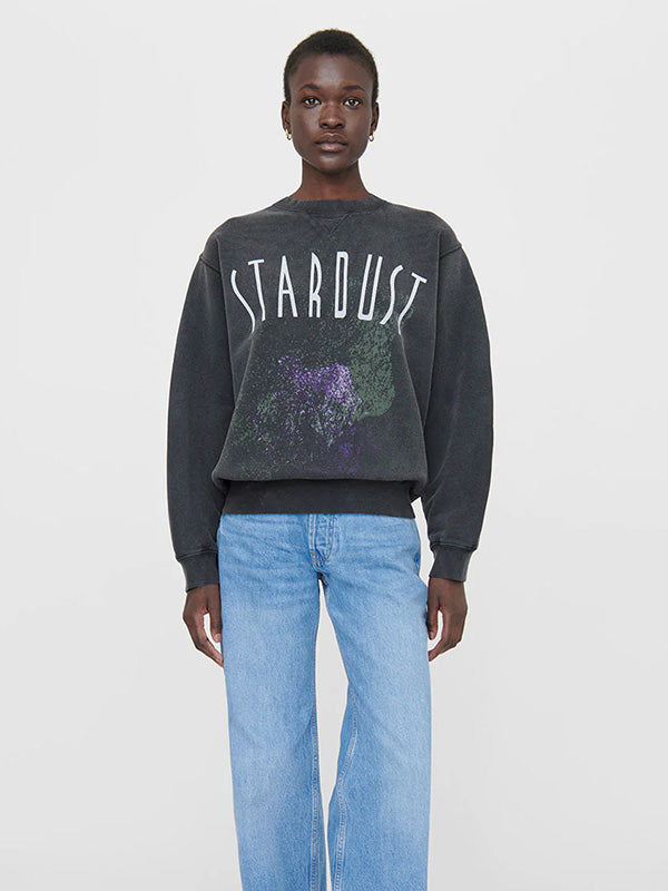 Anine Bing Ramona Sweatshirt Stardust in Washed Black