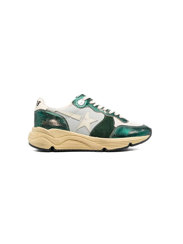 Golden Goose Running Sole in Green Cream & Black