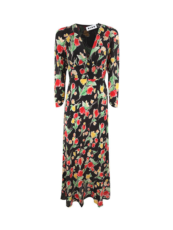 Rixo Selma Dress in Fontainhas Floral Black