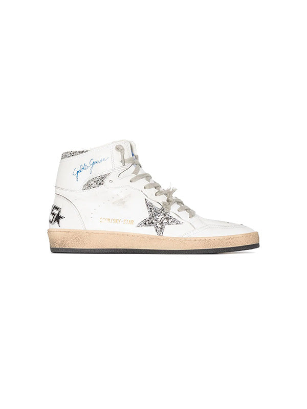 Golden Goose Sky Star in White & Silver Glitter