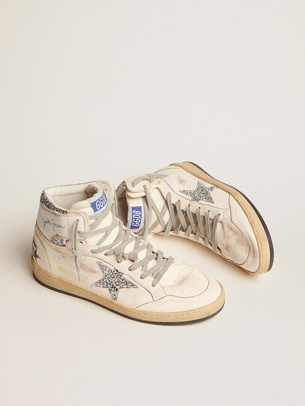 Golden Goose Sky Star in White & Silver Glitter