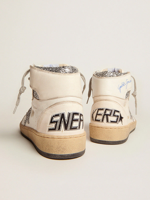 Golden Goose Sky Star in White & Silver Glitter