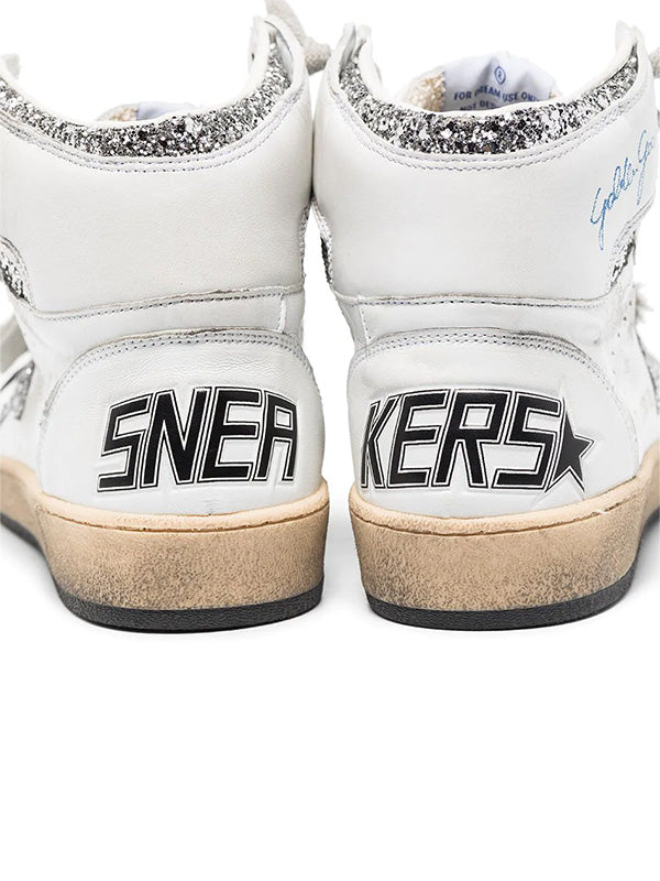 Golden Goose Sky Star in White & Silver Glitter