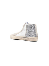 Golden Goose Slide in Glitter Silver & White Net