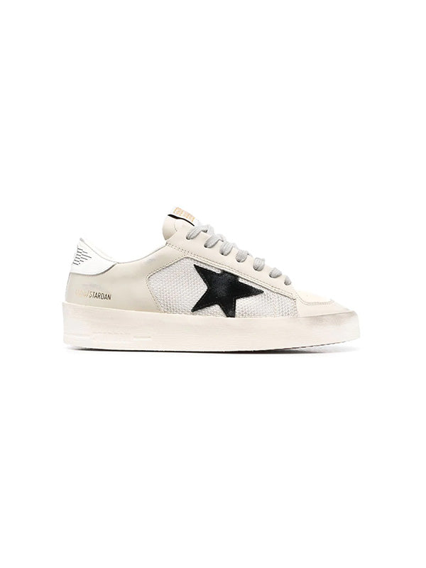Golden Goose Stardan in Silver Net & Black Star