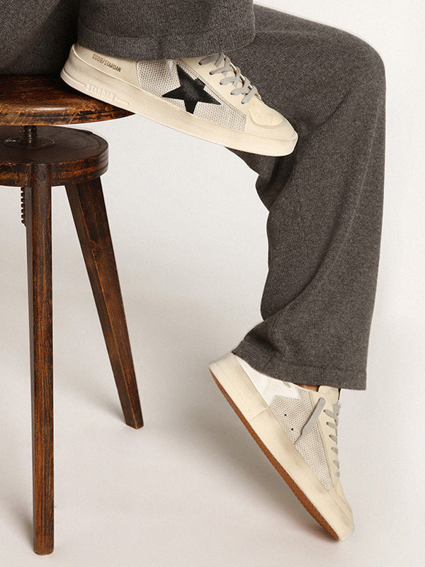 Golden Goose Stardan in Silver Net & Black Star