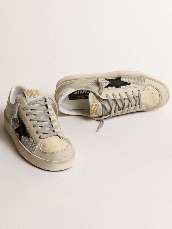 Golden Goose Stardan in Silver Net & Black Star