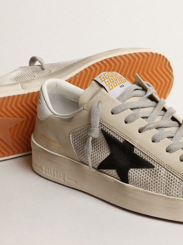 Golden Goose Stardan in Silver Net & Black Star