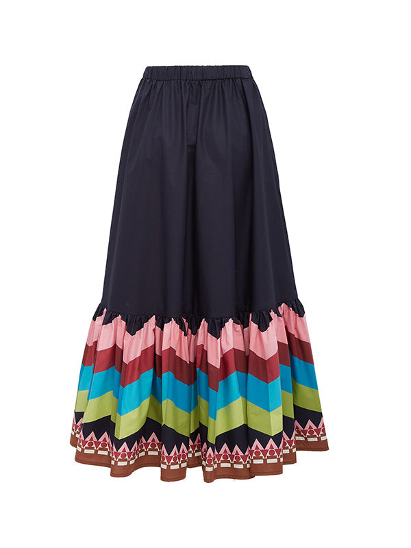 La DoubleJ Sunset Skirt in Sunset Navy Placee