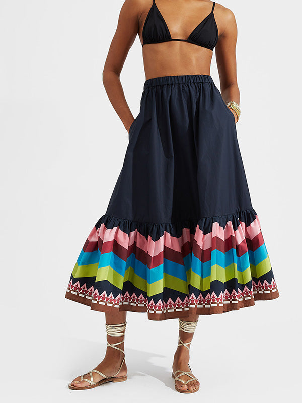 La DoubleJ Sunset Skirt in Sunset Navy Placee