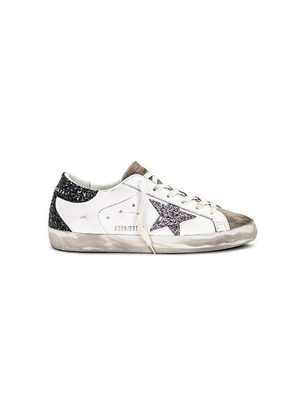 Golden Goose Super-star in Mauve Glitter & Black