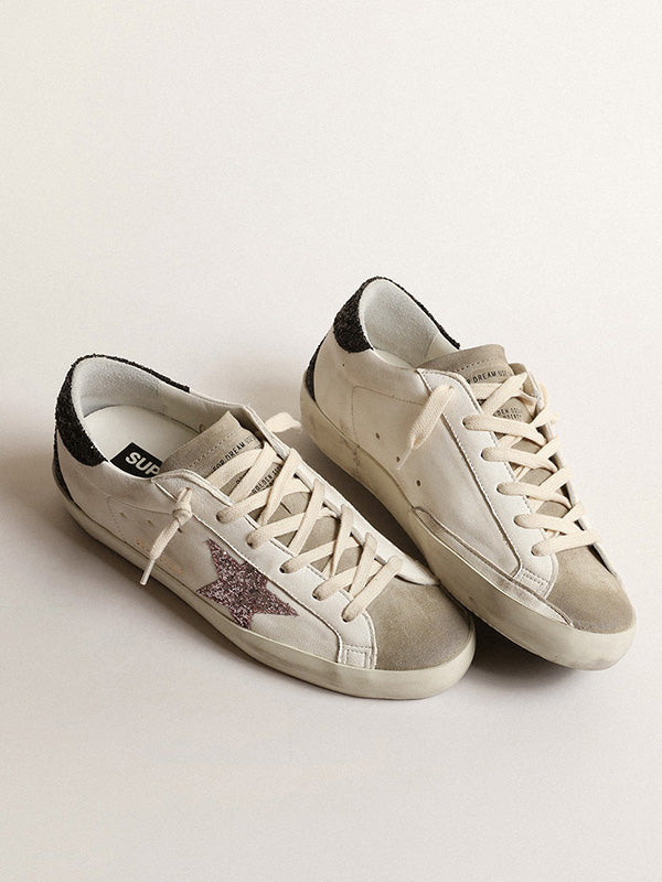 Golden Goose Super-star in Mauve Glitter & Black