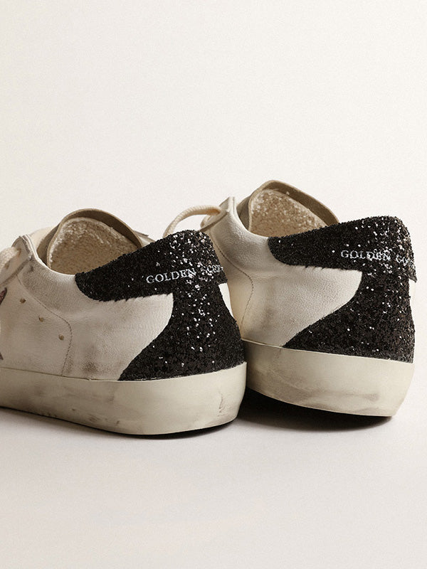 Golden Goose Super-star in Mauve Glitter & Black