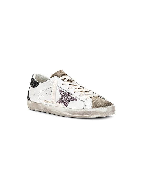 Golden Goose Super-star in Mauve Glitter & Black