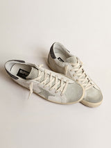 Golden Goose Super-star in White & Grey Glitter Heel