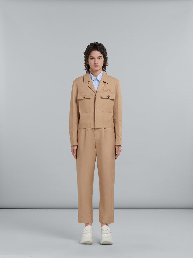 Marni Technical Cotton-Linen Pant in Beige