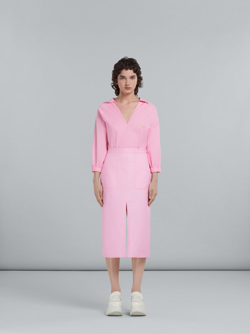 Marni Technical Cotton-Linen Skirt in Pink