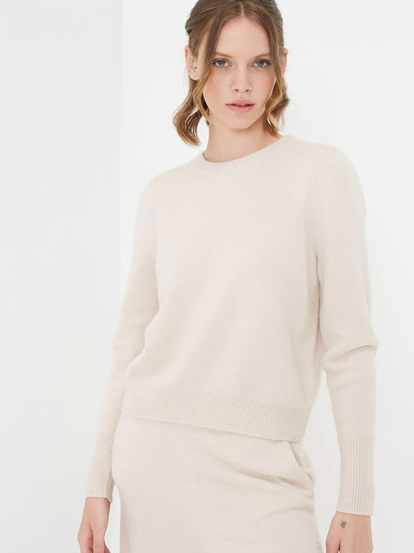 Chinti and Parker The Cropped Essentials Sweater in Bone