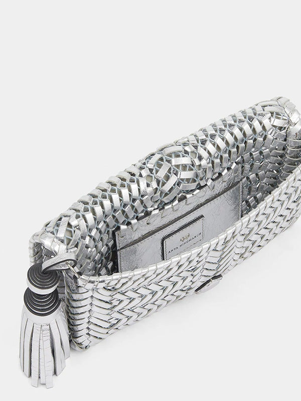 Anya Hindmarch The Neeson Tassel Clutch in Silver