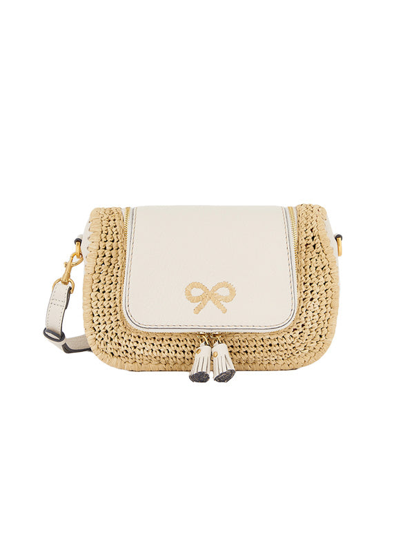 Vere Small Soft Satchel in Chalk/Raffia